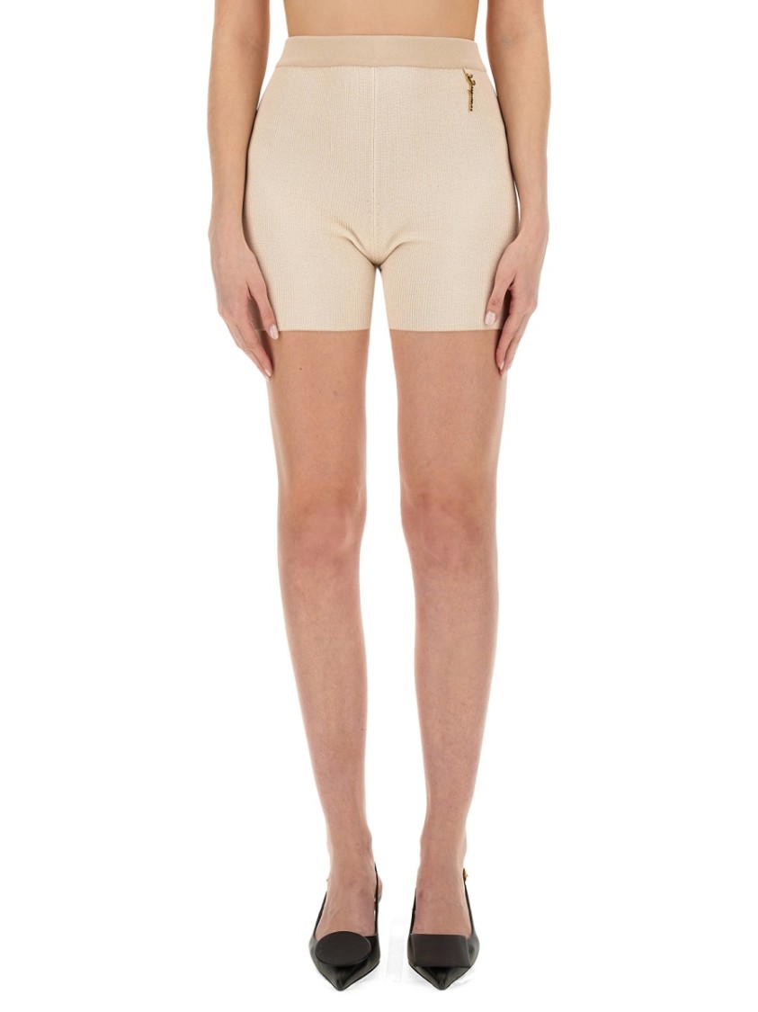 Jacquemus Charm Logo Knit Shorts In Neutrals