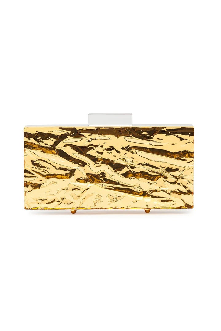 L'afshar Lafshar Gold Crushed Ice Classic Clutc