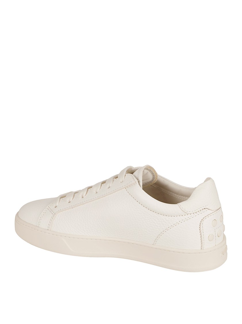Tod's White Sneakers With Natural-grain Calfskin In Neutral