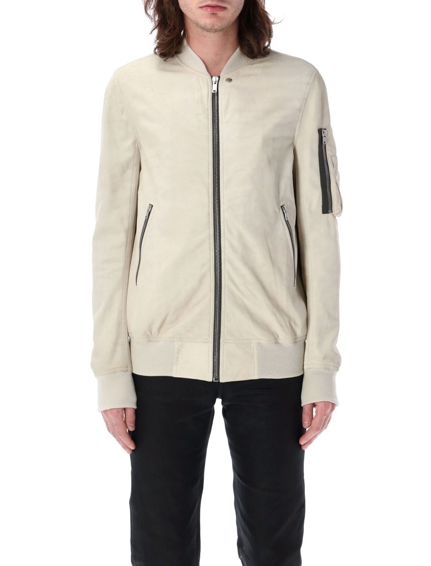 Rick Owens Off-white Hollywood Classic Flight Leather Jacket In Neutrals
