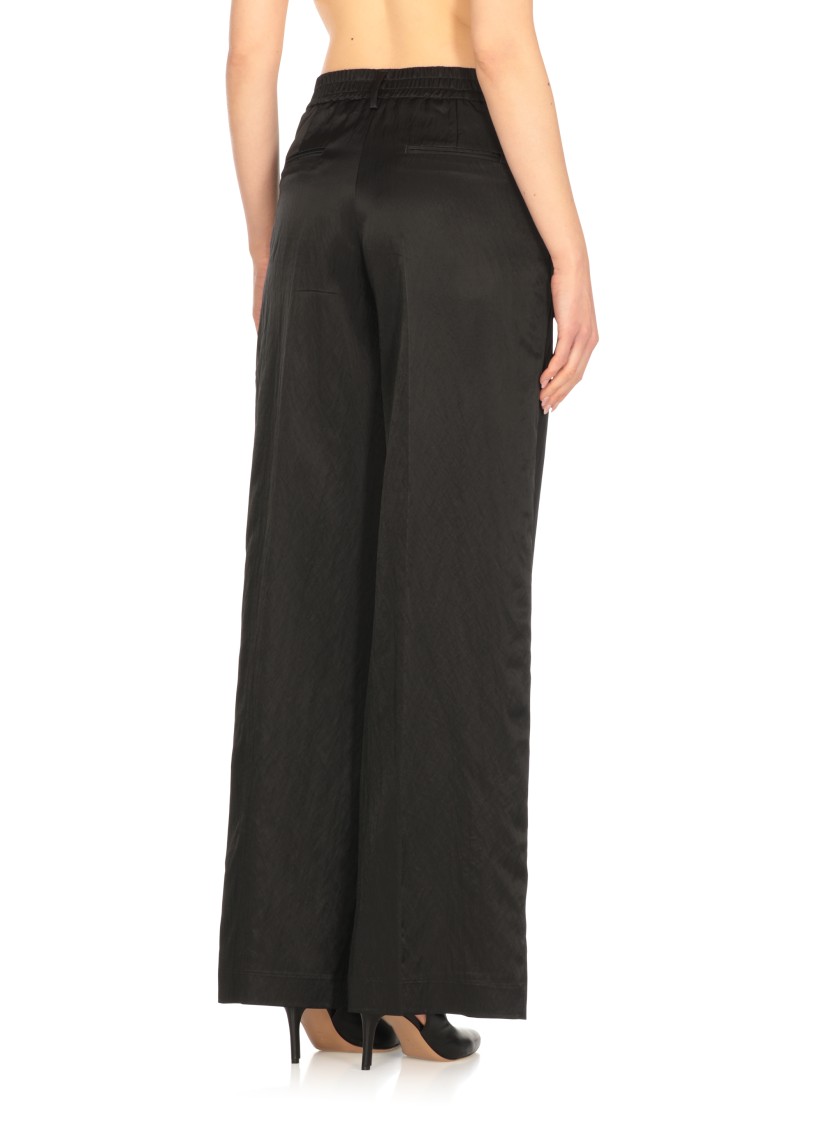 Shop Pt Torino Black Viscose Palazzo Pants With Elegant Waistband