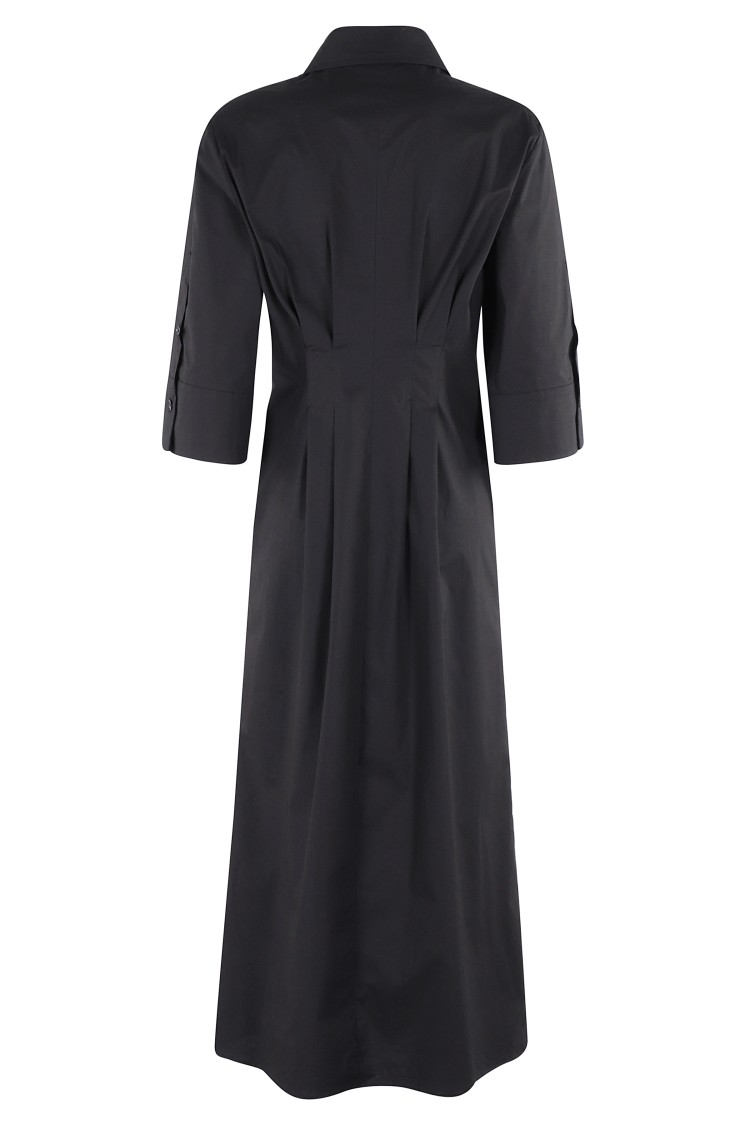 Seventy Midi Dress In Stretch Poplin With Kimono Sleeves In Black