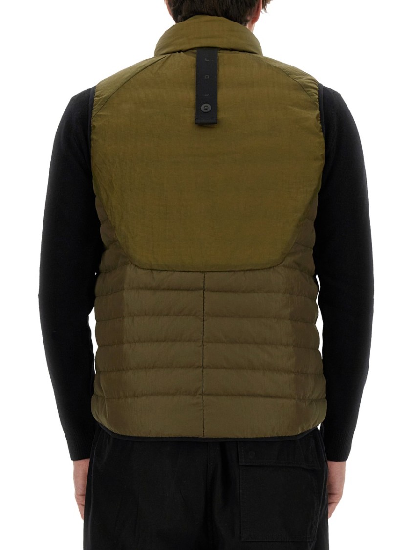 Jg1 Green Padded Vest With High Collar In Black