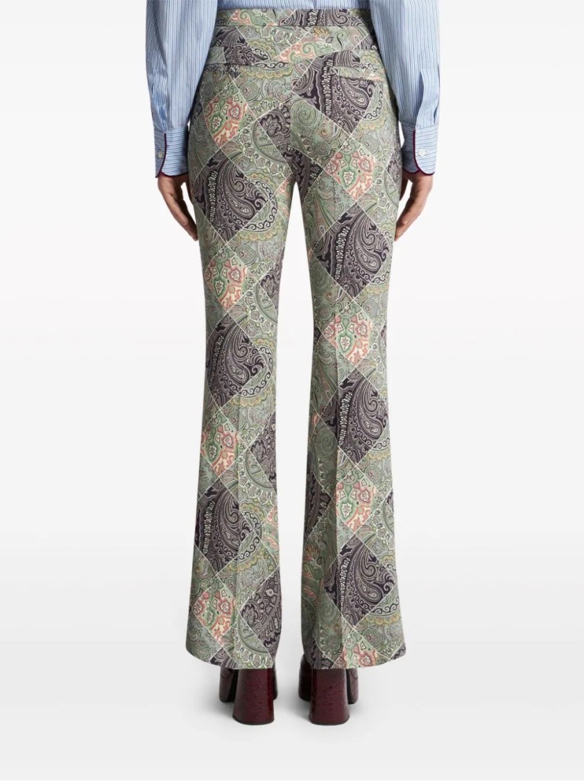 Etro Flared Printed Cady Trousers In Multi