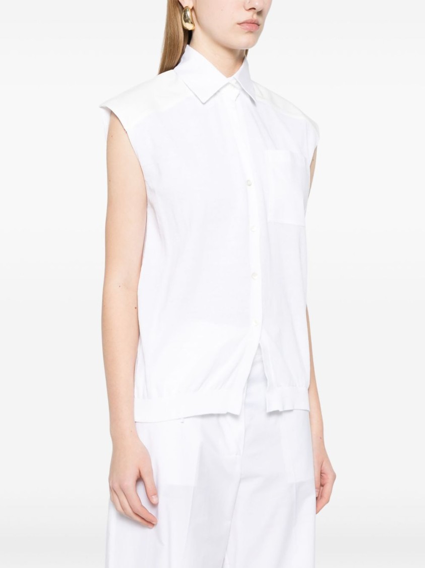 Shop Semicouture Semi Couture Sleeveless White Cotton Jacket