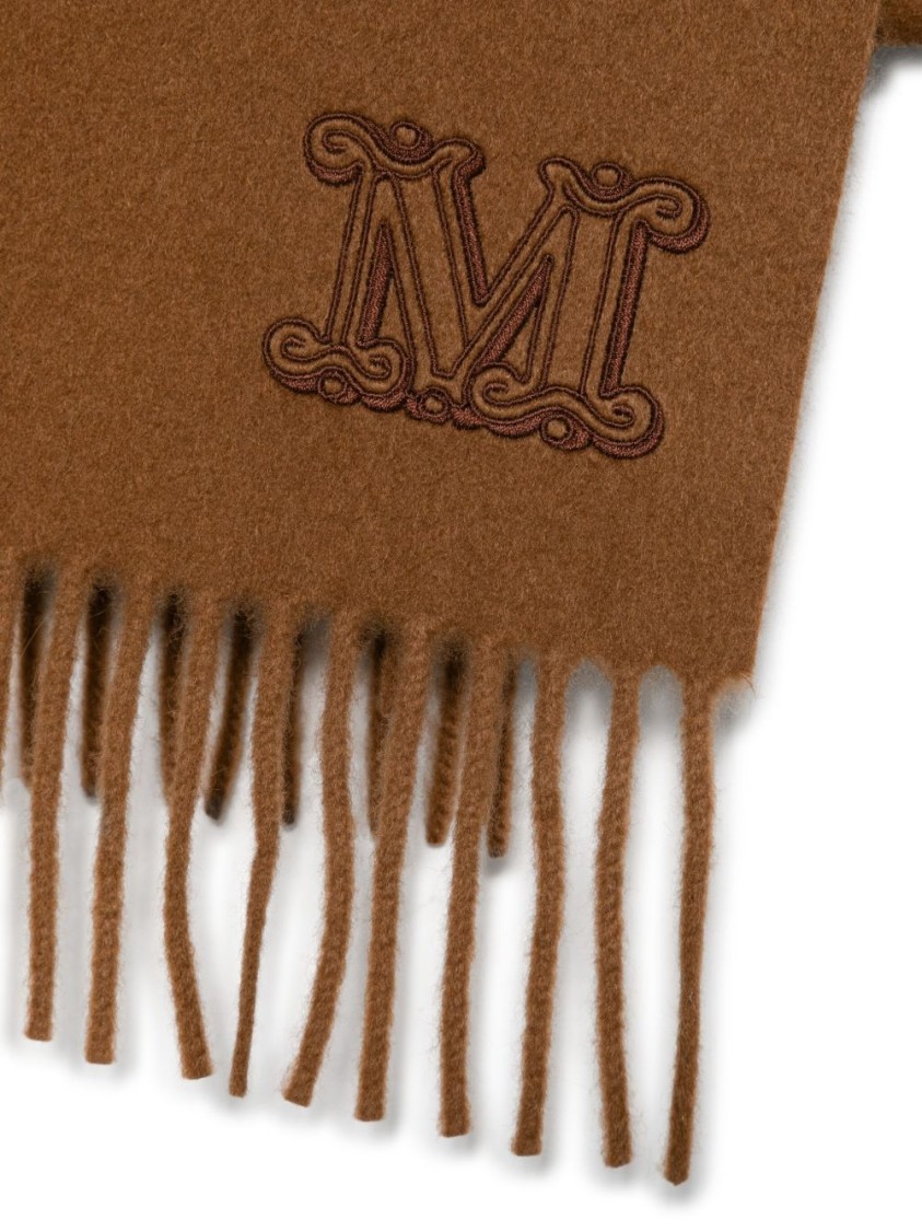 Max Mara Womens Cuoio Wsdalia Brand-embroidered Cashmere Scarf 1 Size In Brown