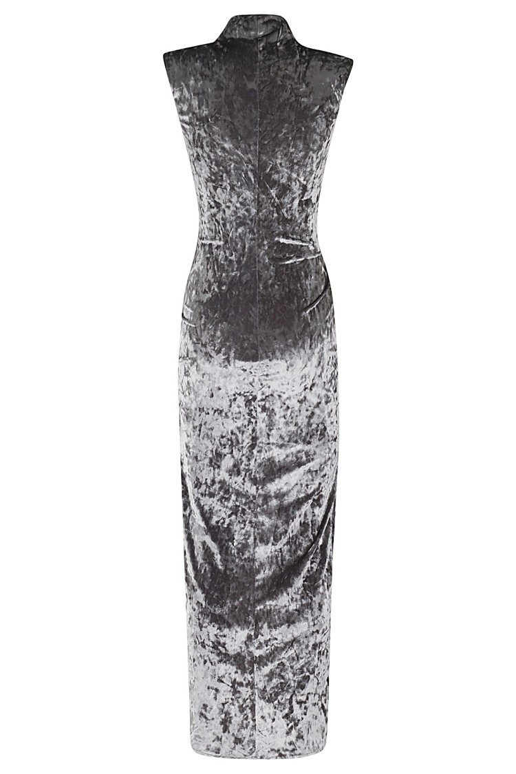 House Of Amen Velvet Chain Dress In Grey