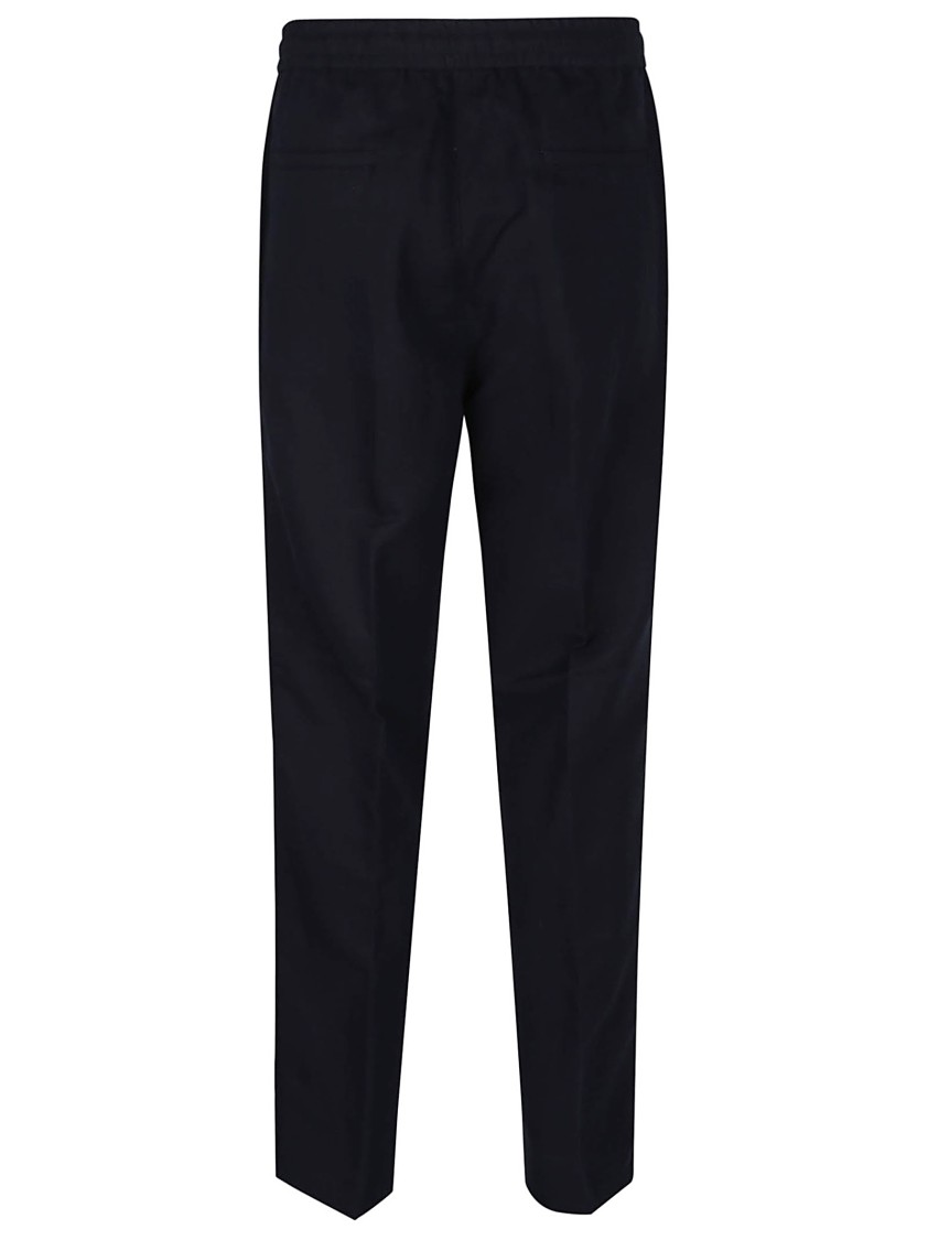 Brunello Cucinelli Men Leisure Fit Trousers In Virgin Wool Flannel With Drawstring And Double Darts In Black