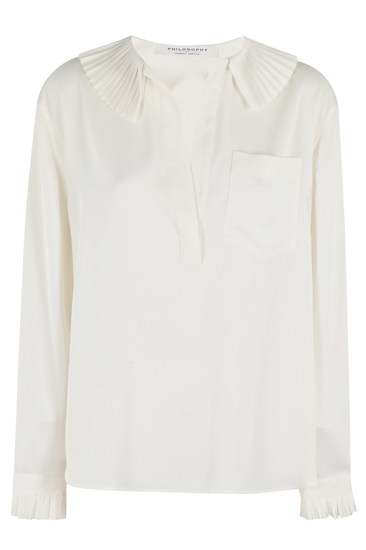 Shop Philosophy Di Lorenzo Serafini Fluid Crepe Blouse In White