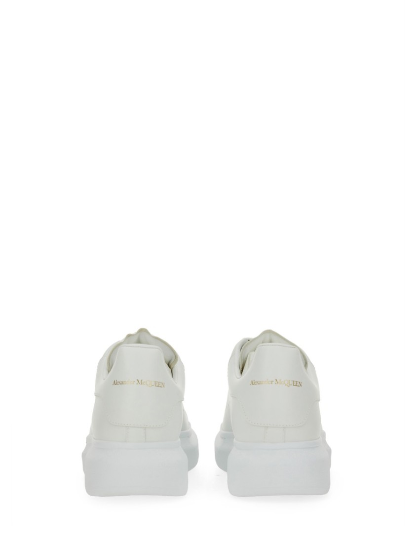 Alexander Mcqueen White Sneakers With Logo Lettering On The Rear And Oversize Rubber Sole In Leather In White