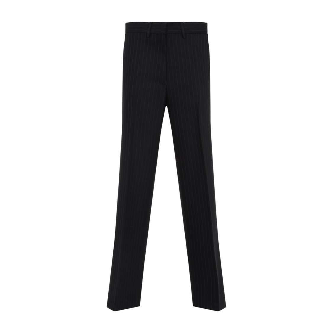 Miu Miu Wool Pants With Belt Loops And Pinstripes In Black