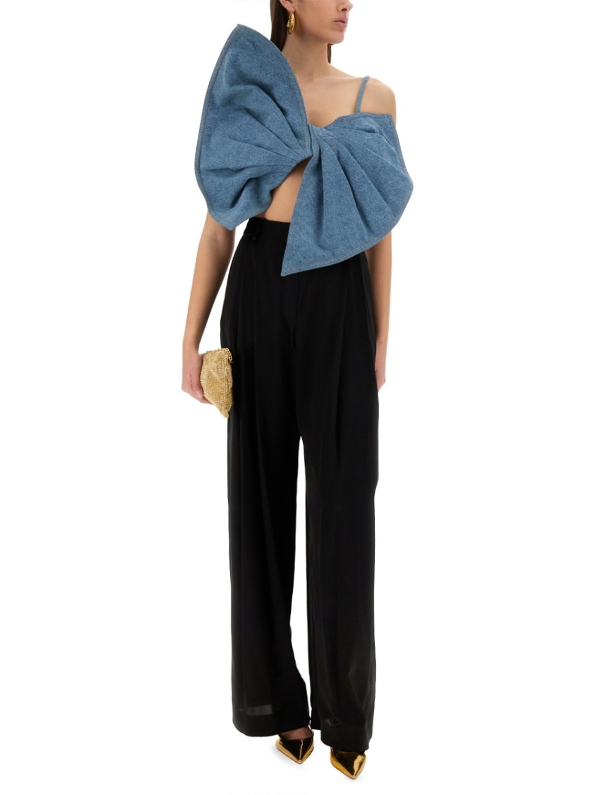 Nina Ricci Twisted Design Top With Sculptural Front In Blue