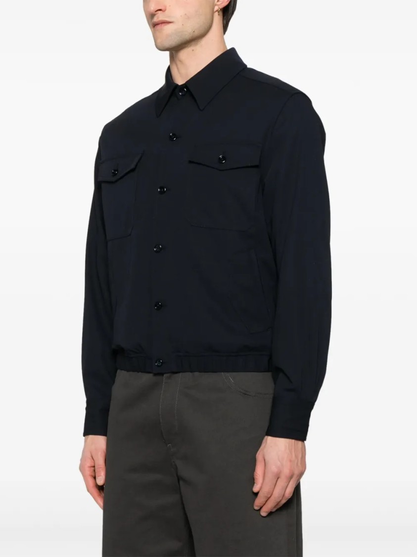Lardini Black Jacket With Button-up Front And Tailored Cuffs