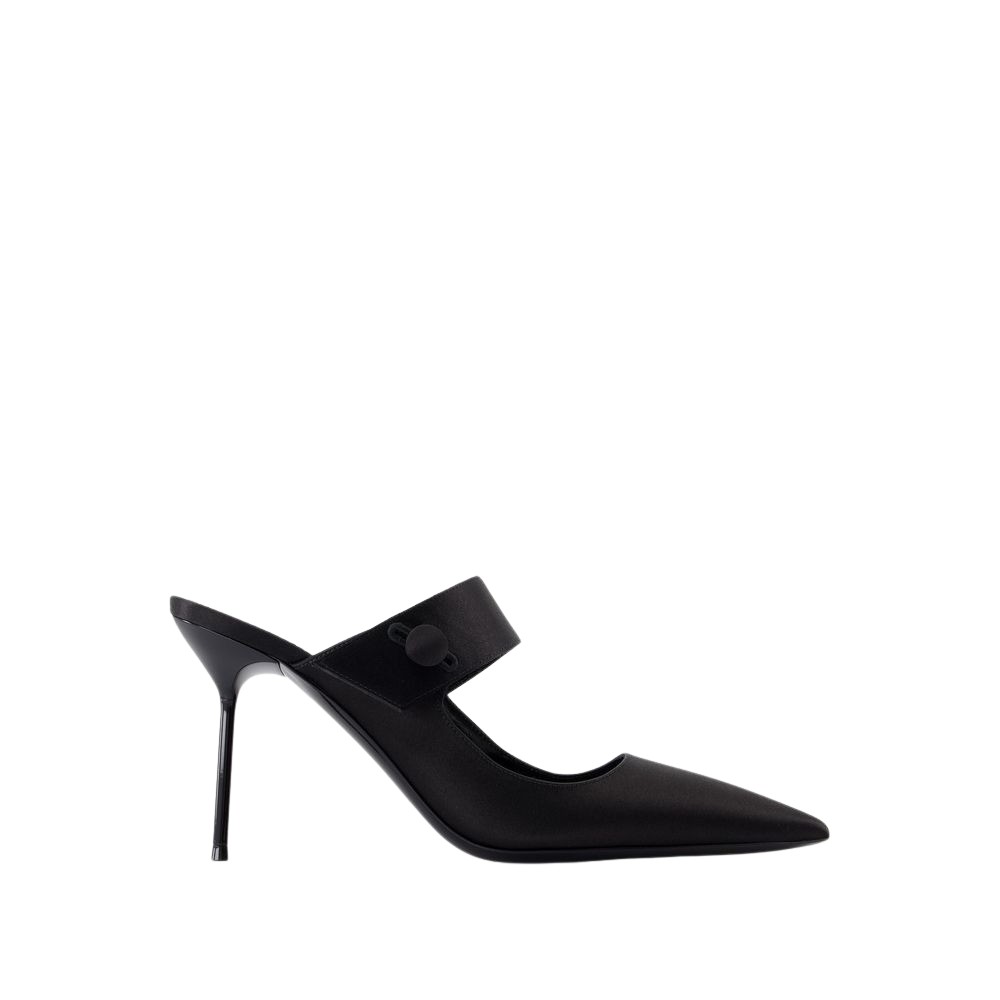 Shop Paris Texas Lidia Couture Sabot 90 Pumps - Silk - Black