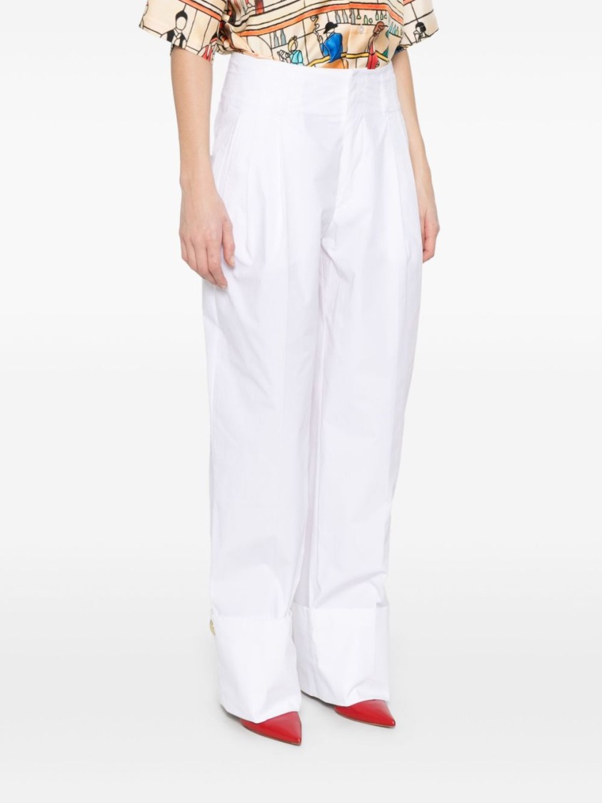 Shop Darkpark High-waist White Trousers With Pleated Front