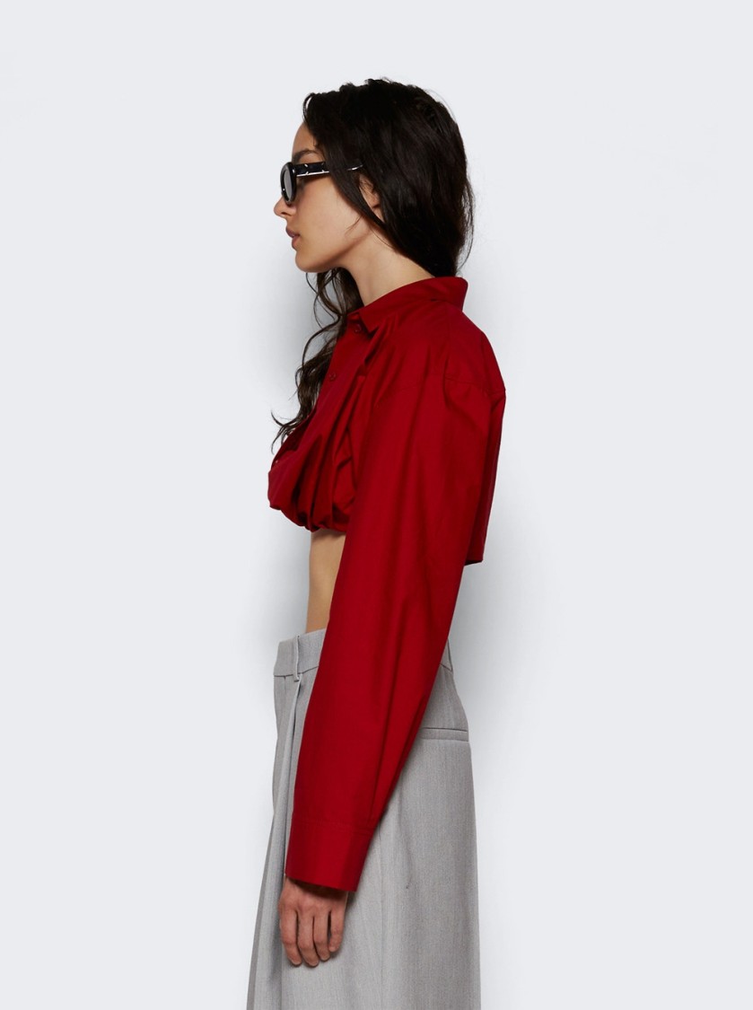 Jacquemus Cropped Cotton Poplin Shirt With Twist Detailing