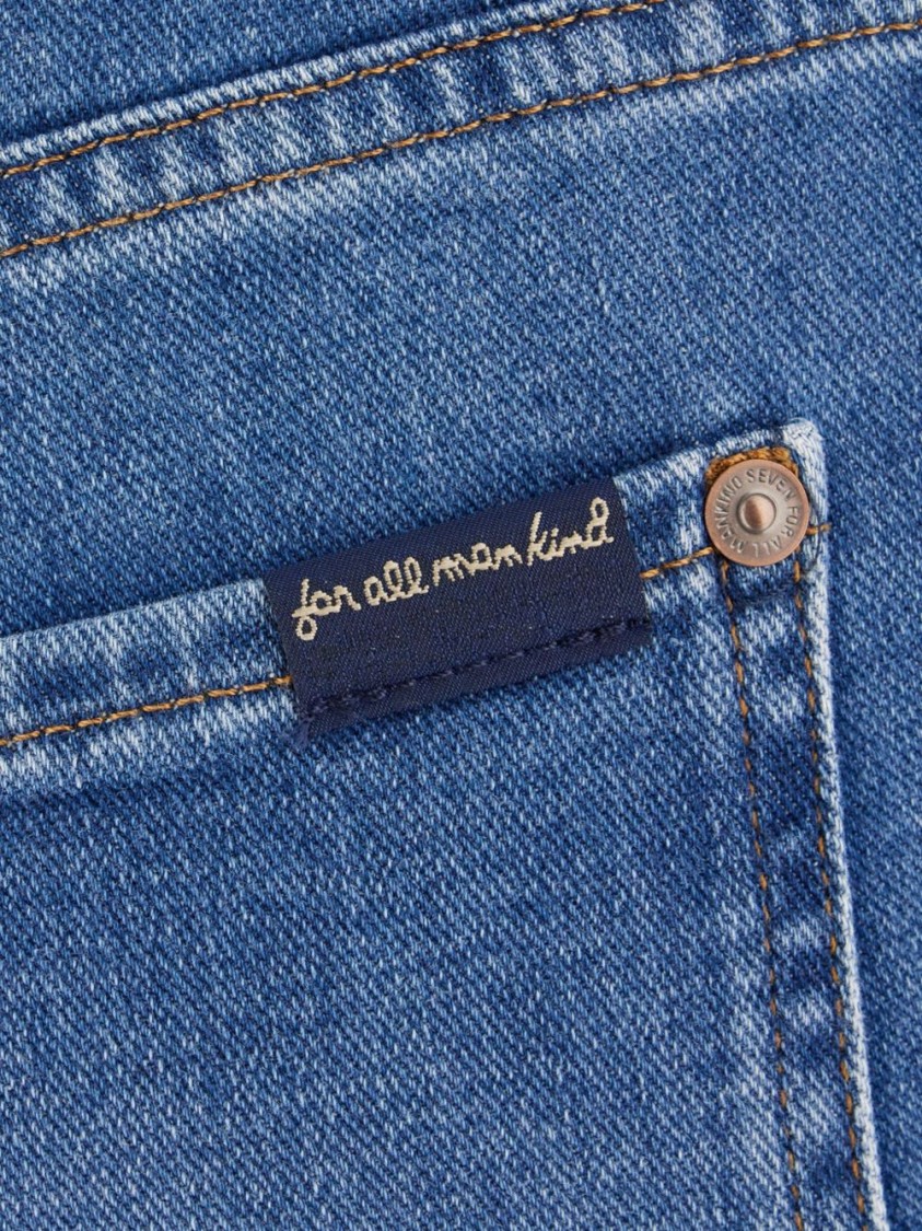 Shop Seven Indigo Blue Straight-fit Jeans With Embroidered Design