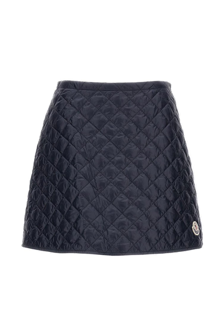 Moncler Flared Skirt With Quilted Pattern In Black