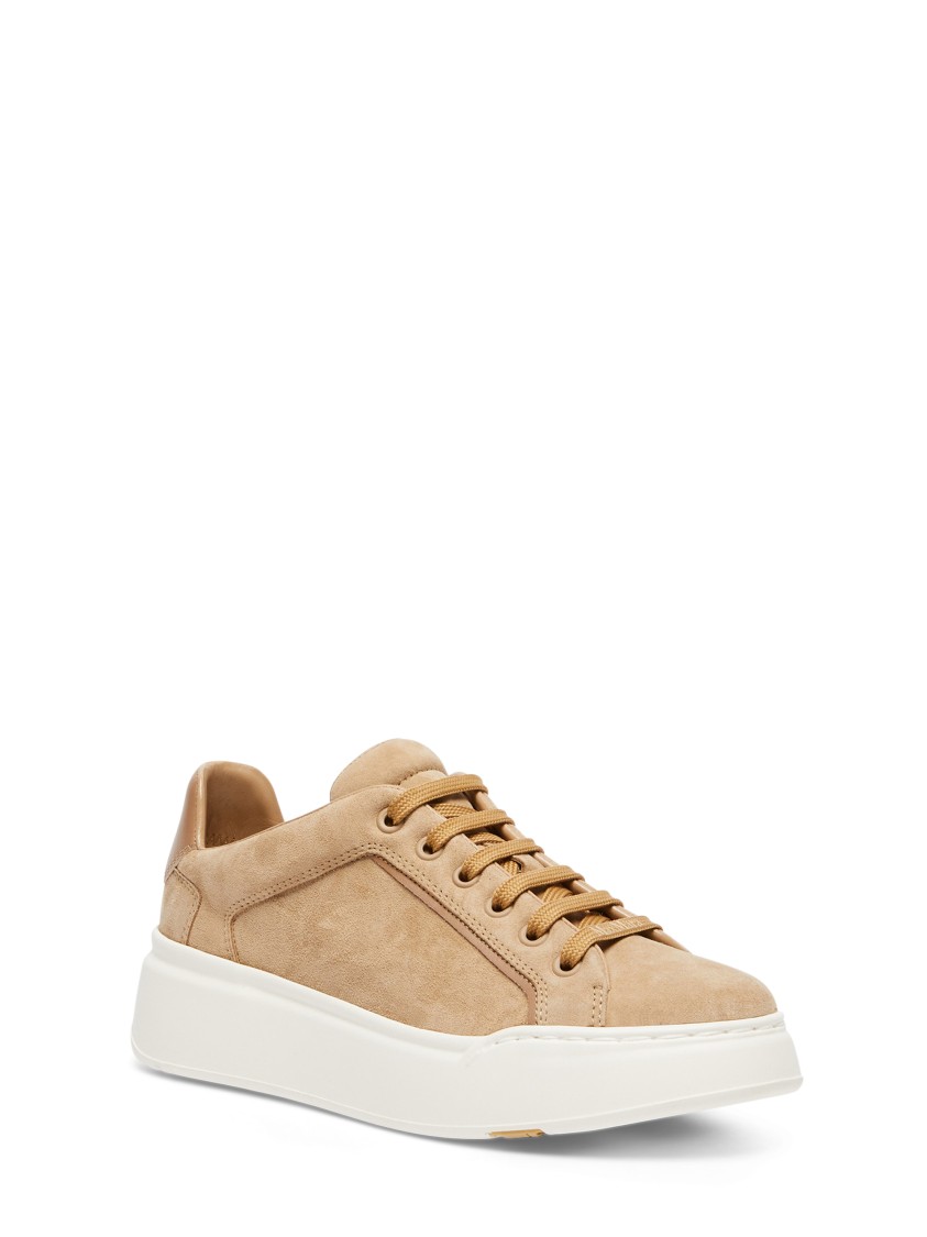 Max Mara Camel Sneakers With Soft Suede Upper In Neutral