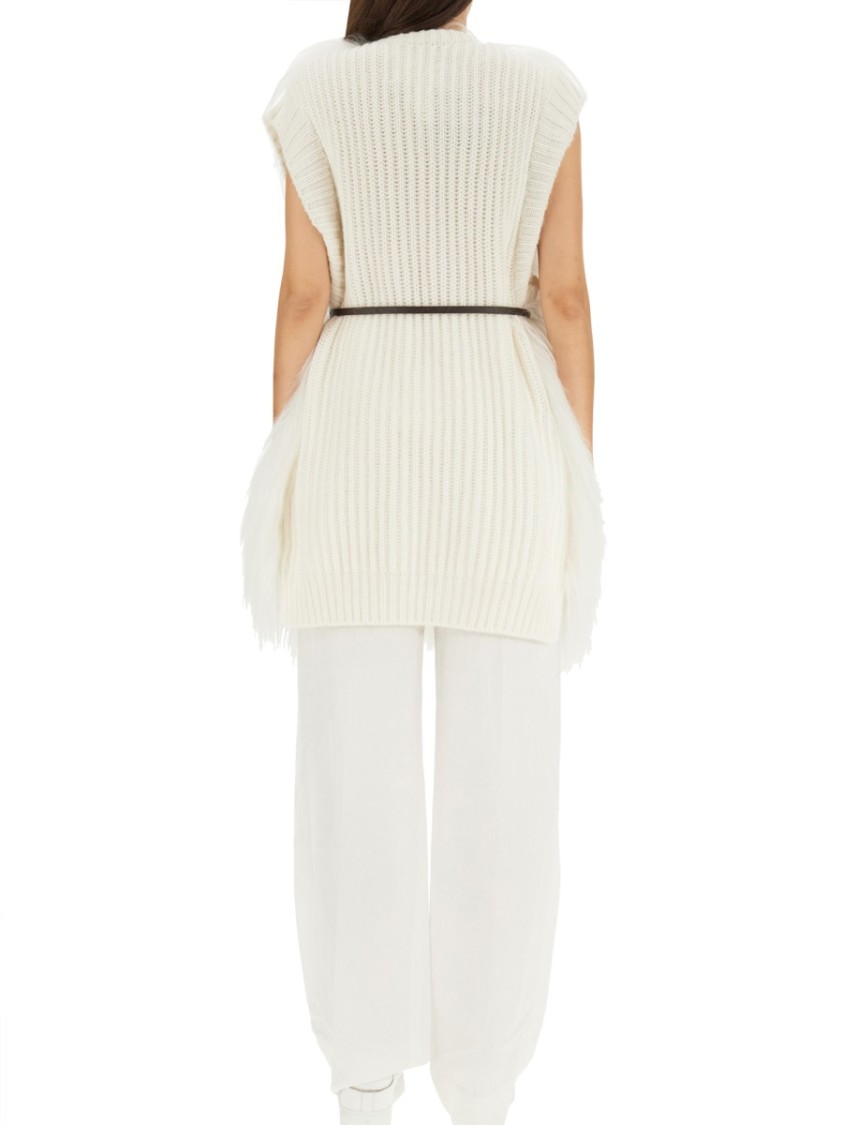 Shop Fabiana Filippi Fluffy White Fur Vest