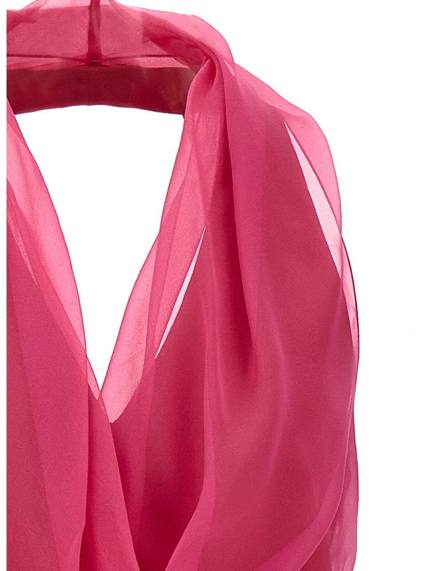 Alberta Ferretti Silk Chiffon Top With Draping In Pink