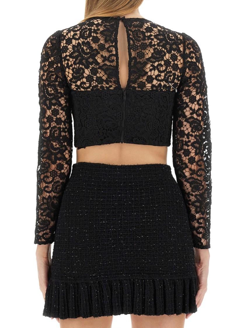 Shop Self-portrait Lace Top In Black