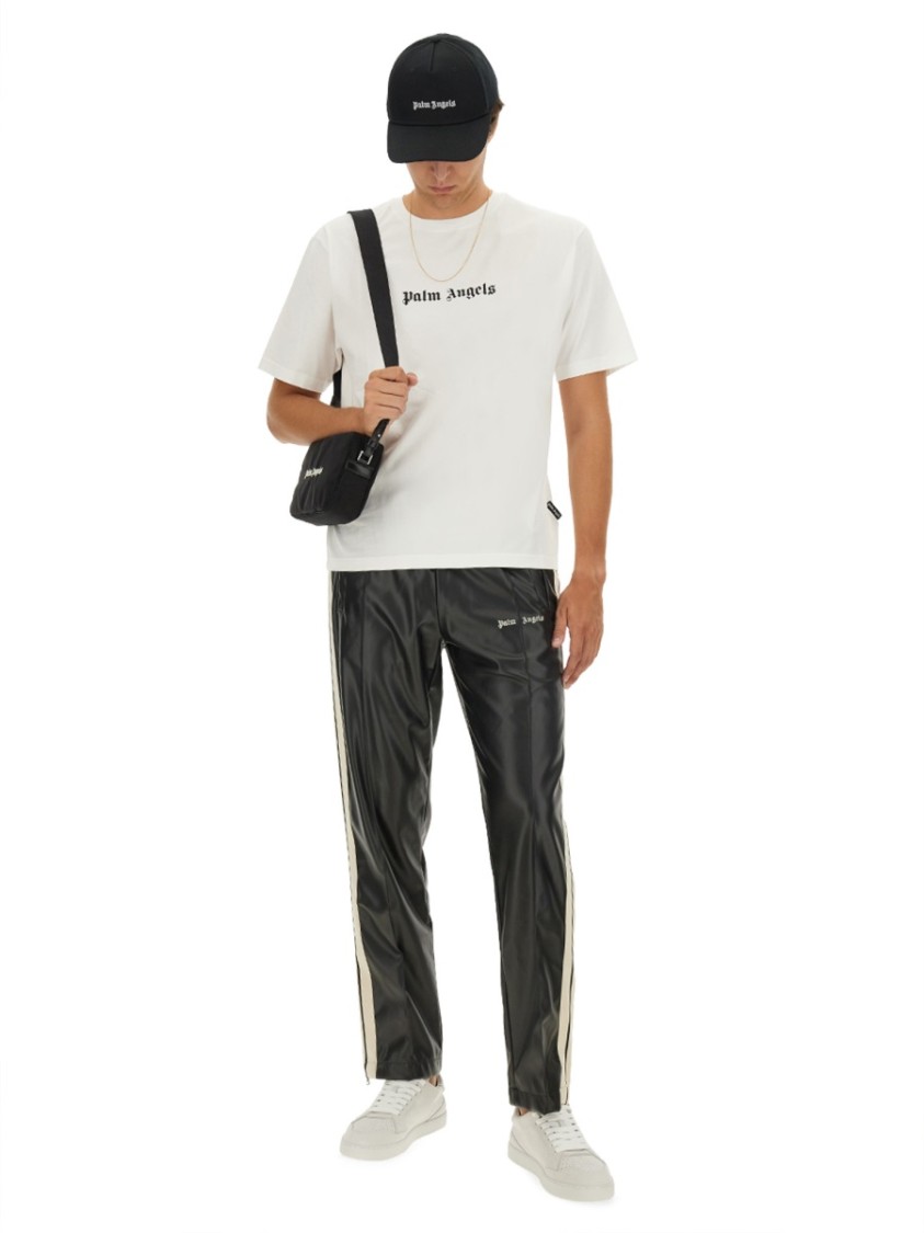 Palm Angels White Short-sleeved T-shirt With Monogram Pa Embroidery In White