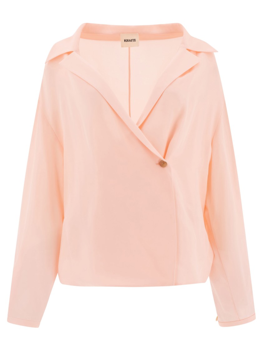 Khaite Silk Shirt With Wide Collar In Pink