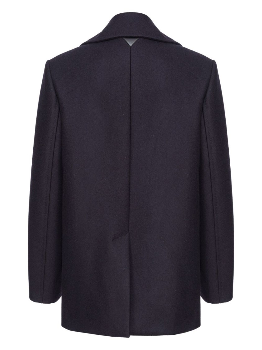 Pinko Double-breasted Wool Blend Caban In Blue