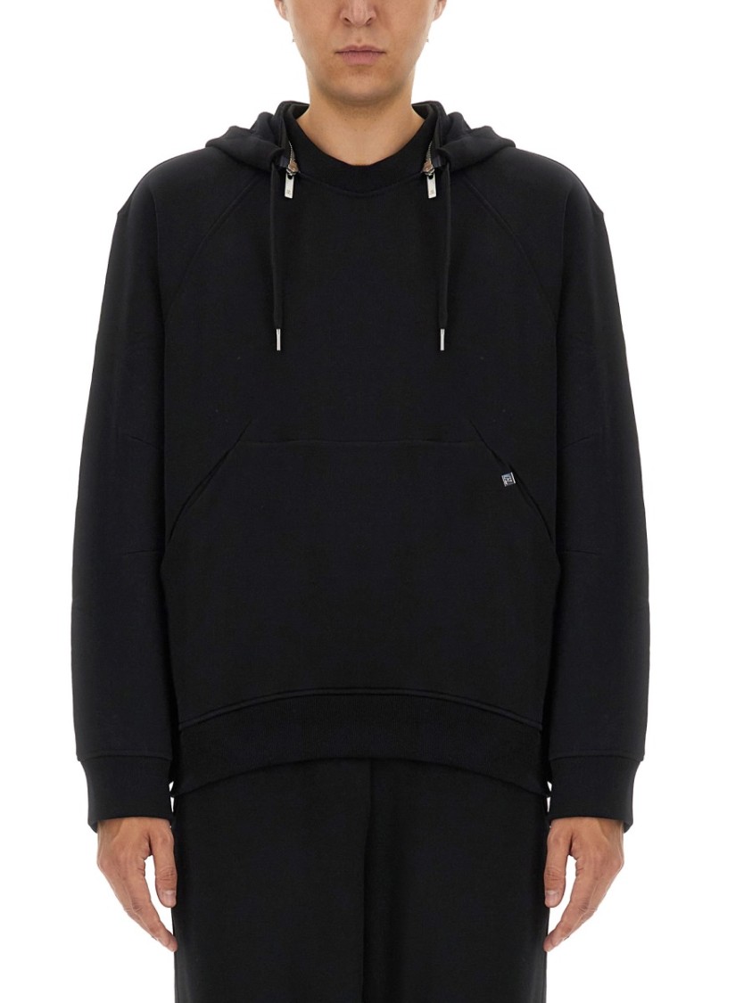 HELMUT LANG HELMUT LANG BLACK HOODIE WITH ADJUSTABLE DRAWSTRINGS