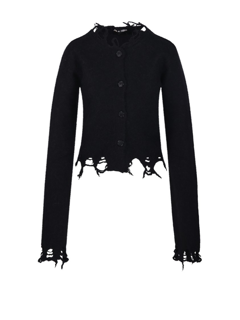 Haikure Jill Sweater With Long Sleeves And Distressed Edges In Black
