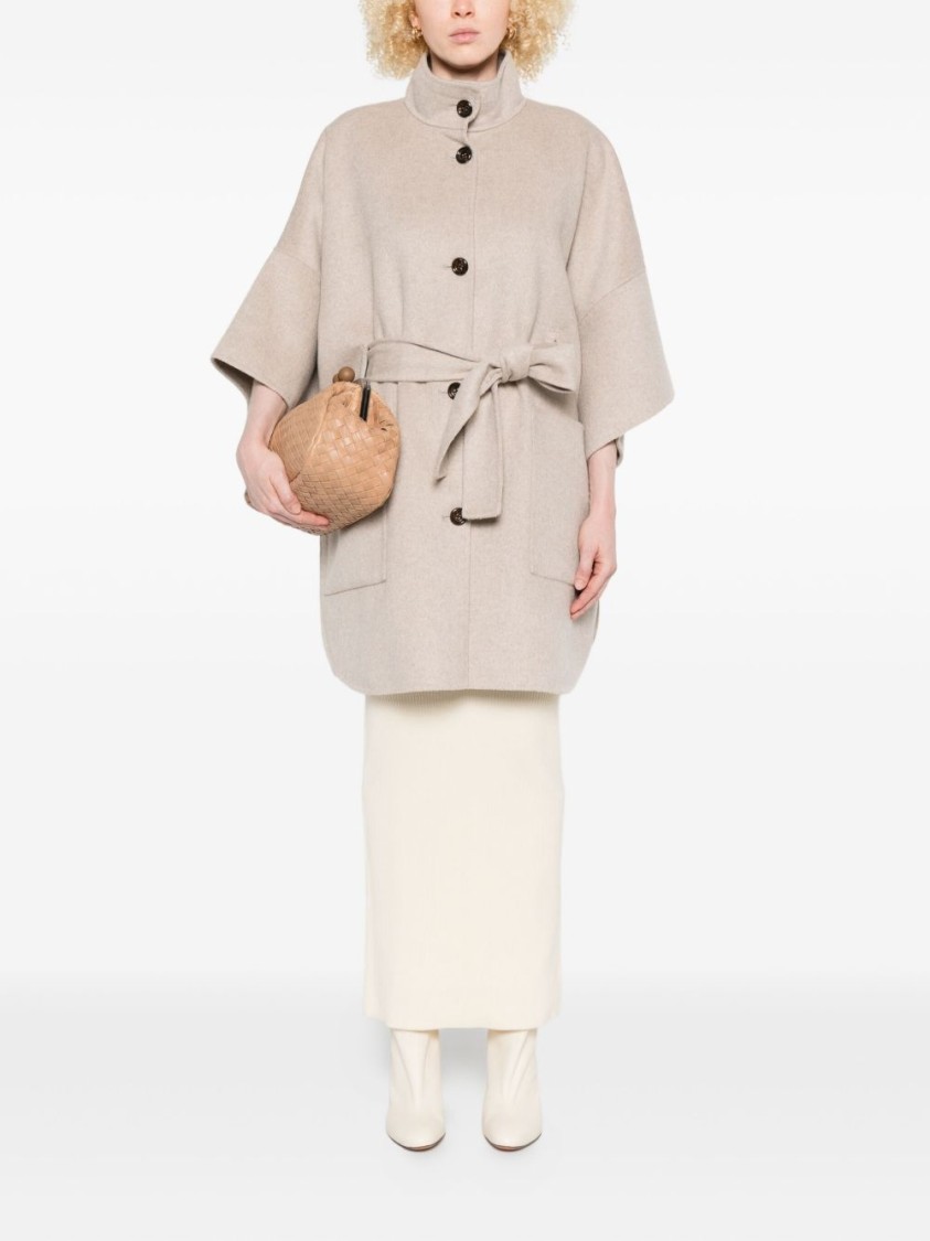 Liu •jo Liu Jo Relaxed Beige Coat With Button Fastening And Patch Pockets In Neutral