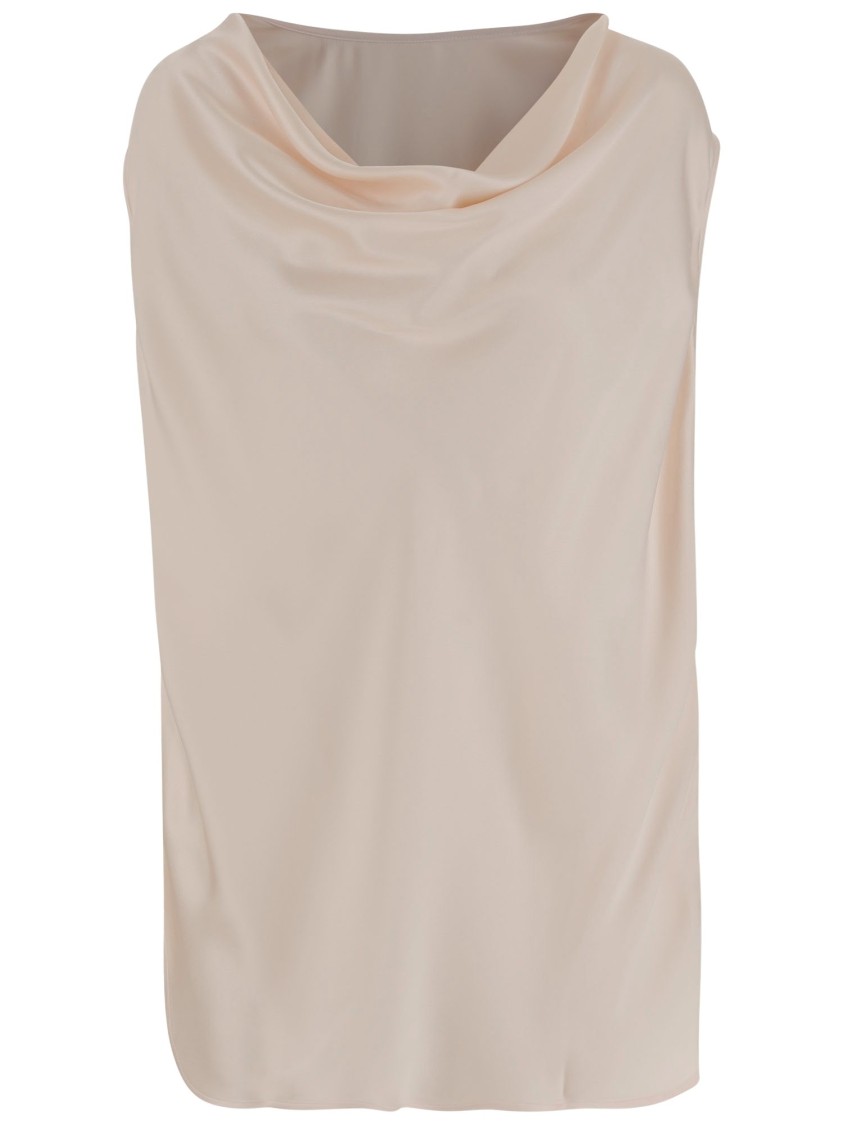 Sa Su Phi Beige Silk And Viscose Draped Top In Neutrals