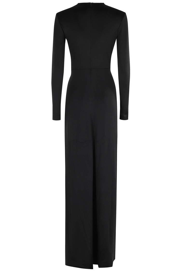 Victoria Beckham Crystal-embellished Stretch-satin Gown In Black