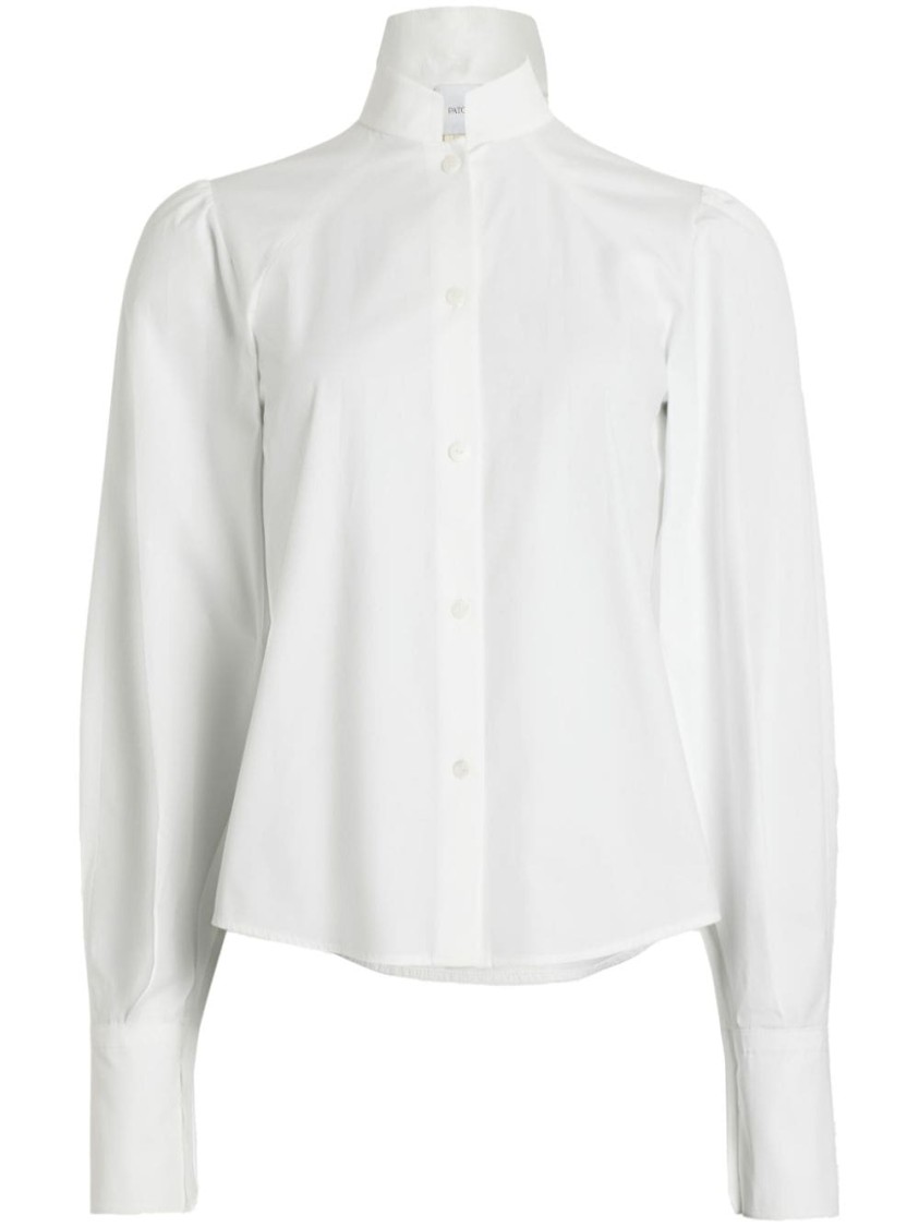 Patou Draped Collar Shirt With Buttoned Cuffs In White