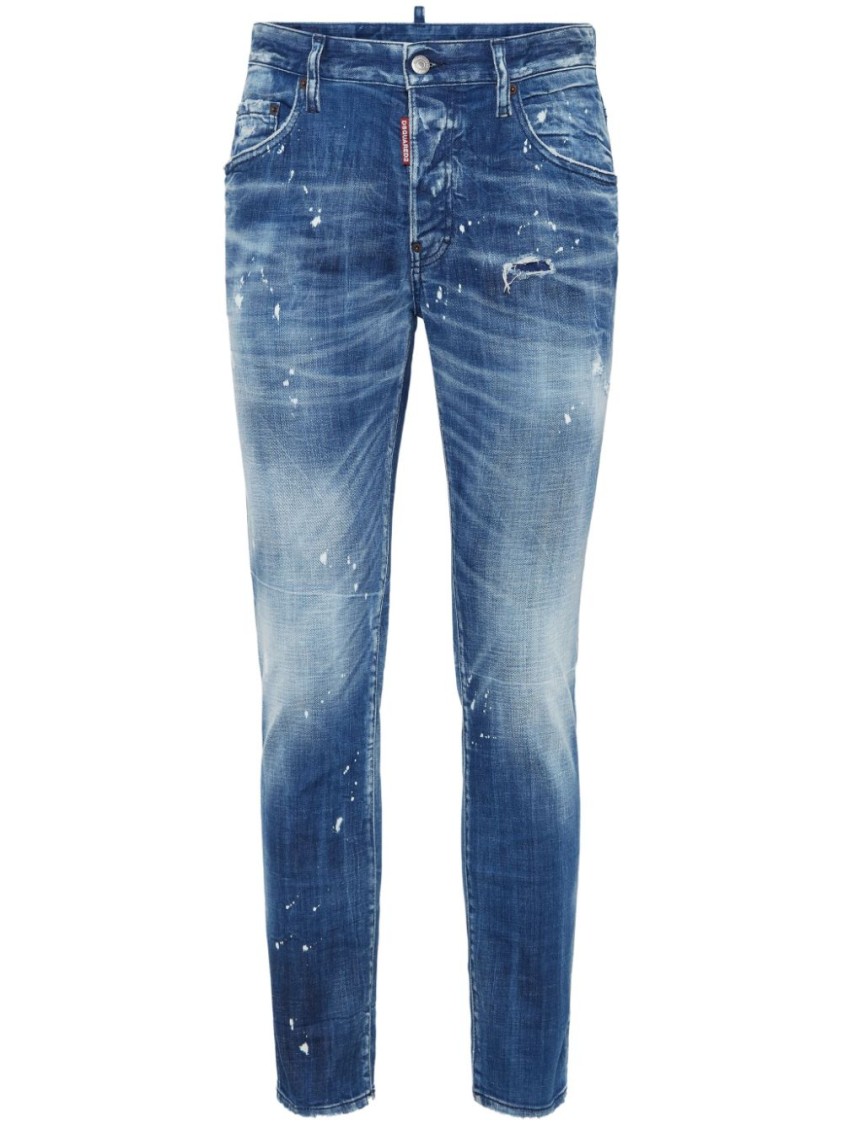 DSQUARED2 DSQUARED2 SLIM FIT DISTRESSED DENIM JEANS WITH FIVE-POCKET DESIGN
