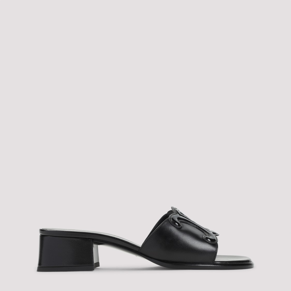 Celine Black Leather Triomphe 40 Mule In Multi
