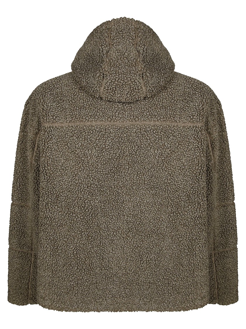 Represent Textured Brown Hooded Fleece Jacket In Brown