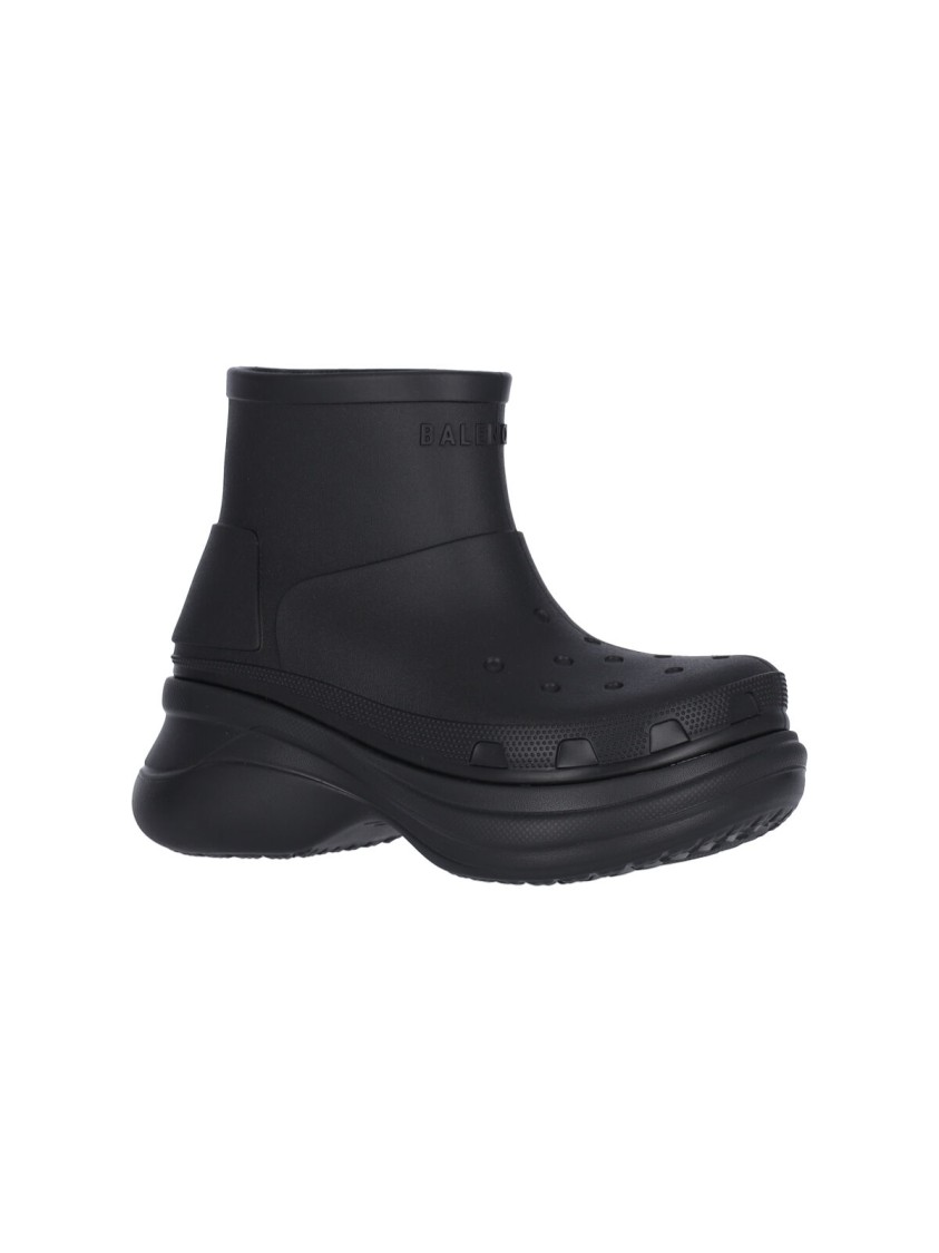 Balenciaga Black Crocs Edition Rubber Boots In Black