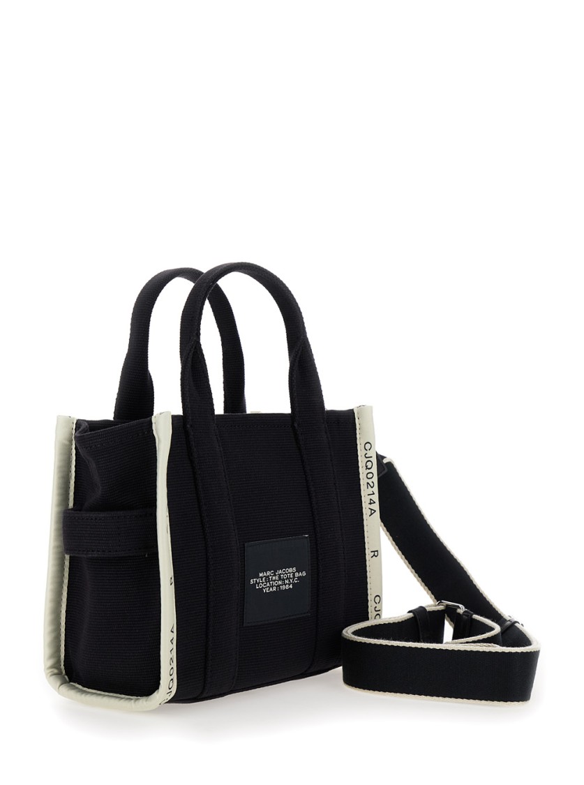 Shop Marc Jacobs Small Tote' Black Handbag With Jacquard Logo
