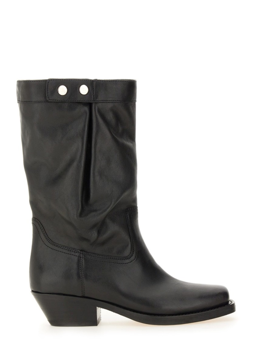 Isabel Marant 'ademe' Black Biker Boots With Buttons In Black