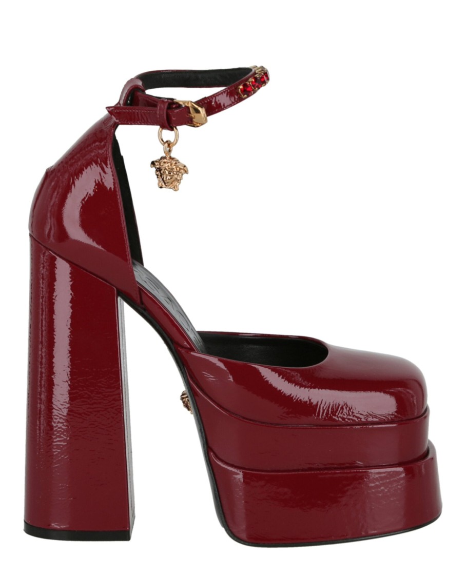 Versace Woman Pumps Burgundy Size 10 Soft Leather