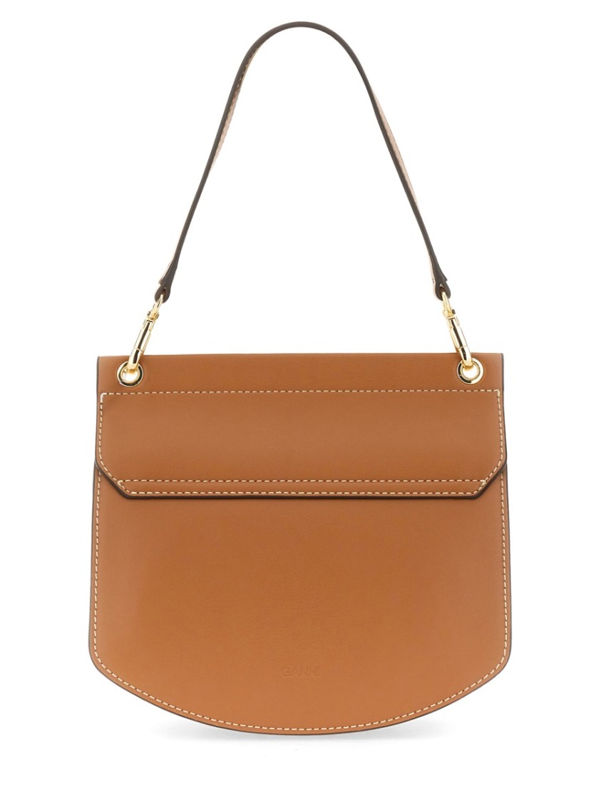 Ganni Small Shoulder Bag Adjustable Strap In Brown