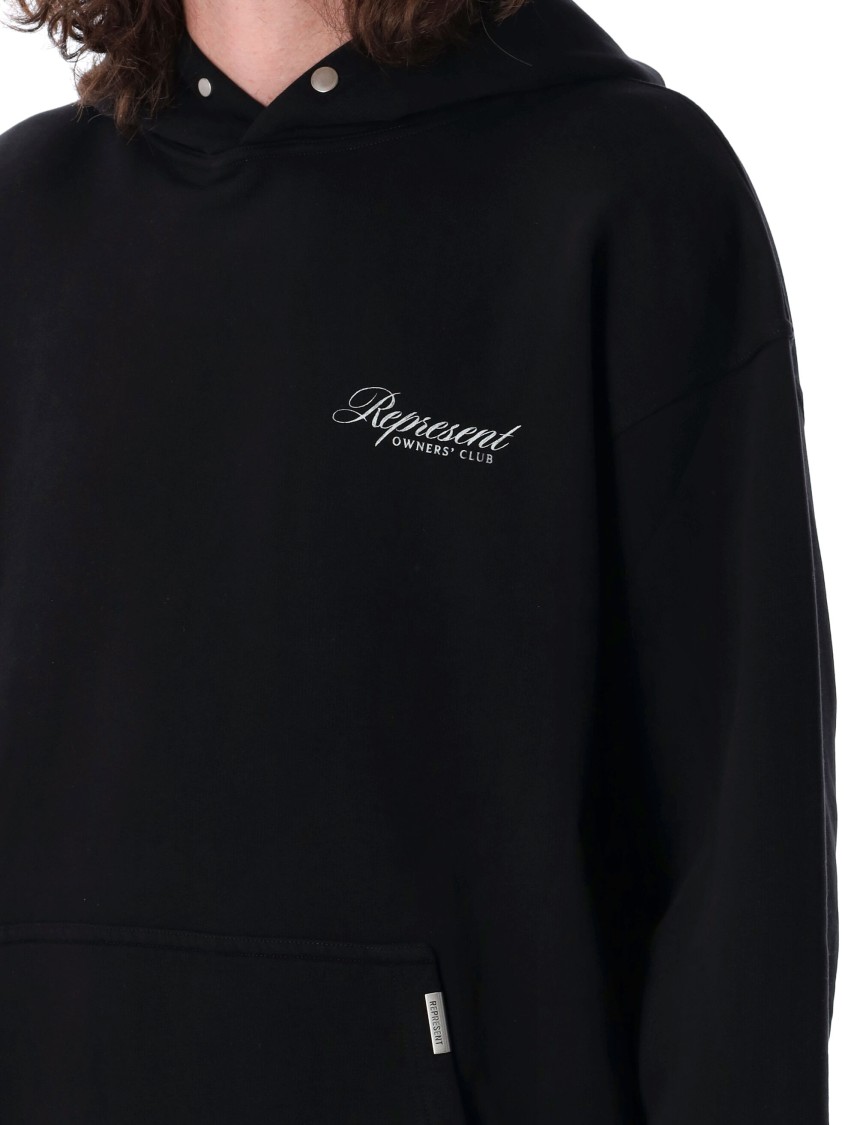 Represent Black Hoodie With Logo Lettering Detail On The Front And Maxi Logo Print On The Rear In Cotton Man In Black