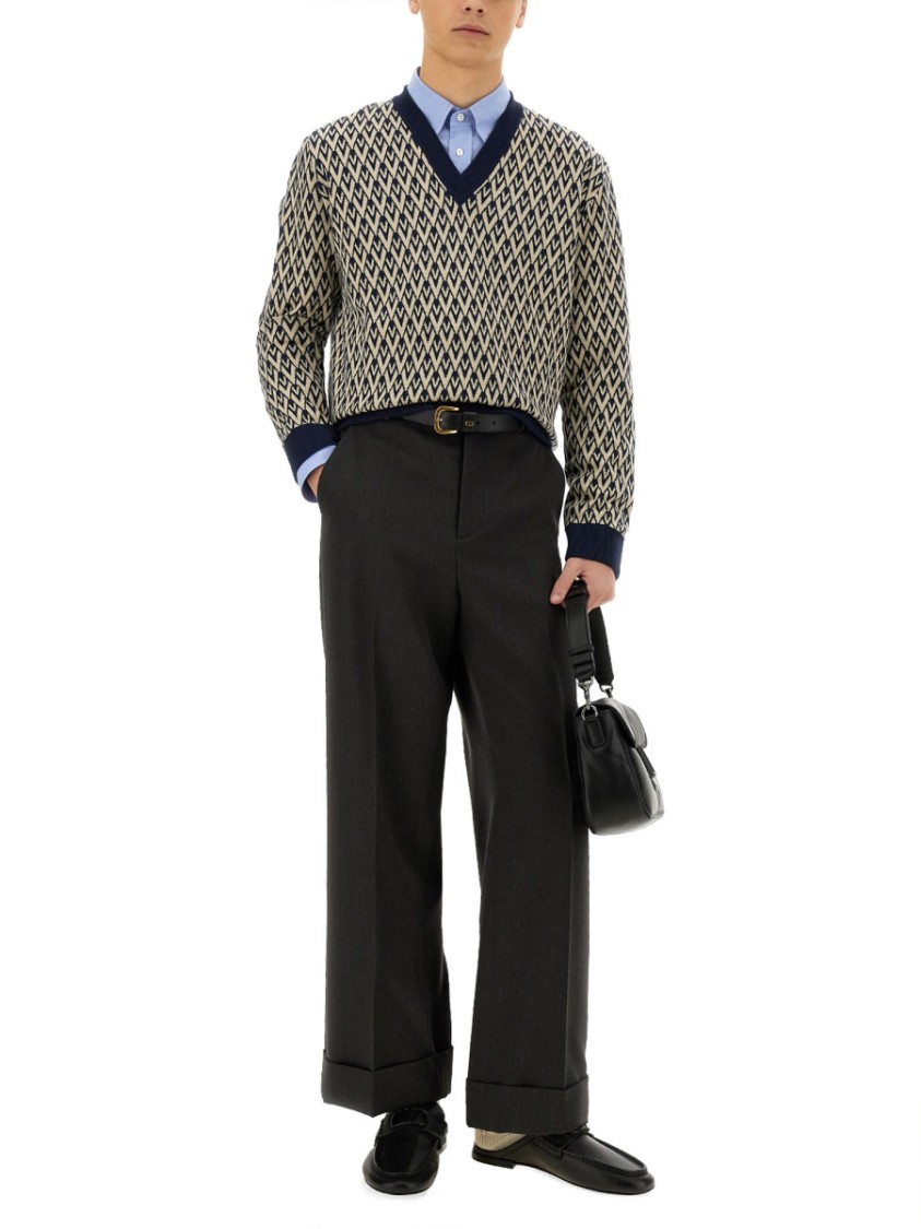 Valentino Wool Jumper With Toute La V Jacquard Pattern