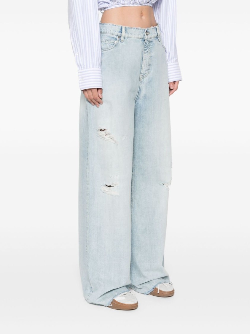 Golden Goose Womens Pants In Lived-in Effect Denim