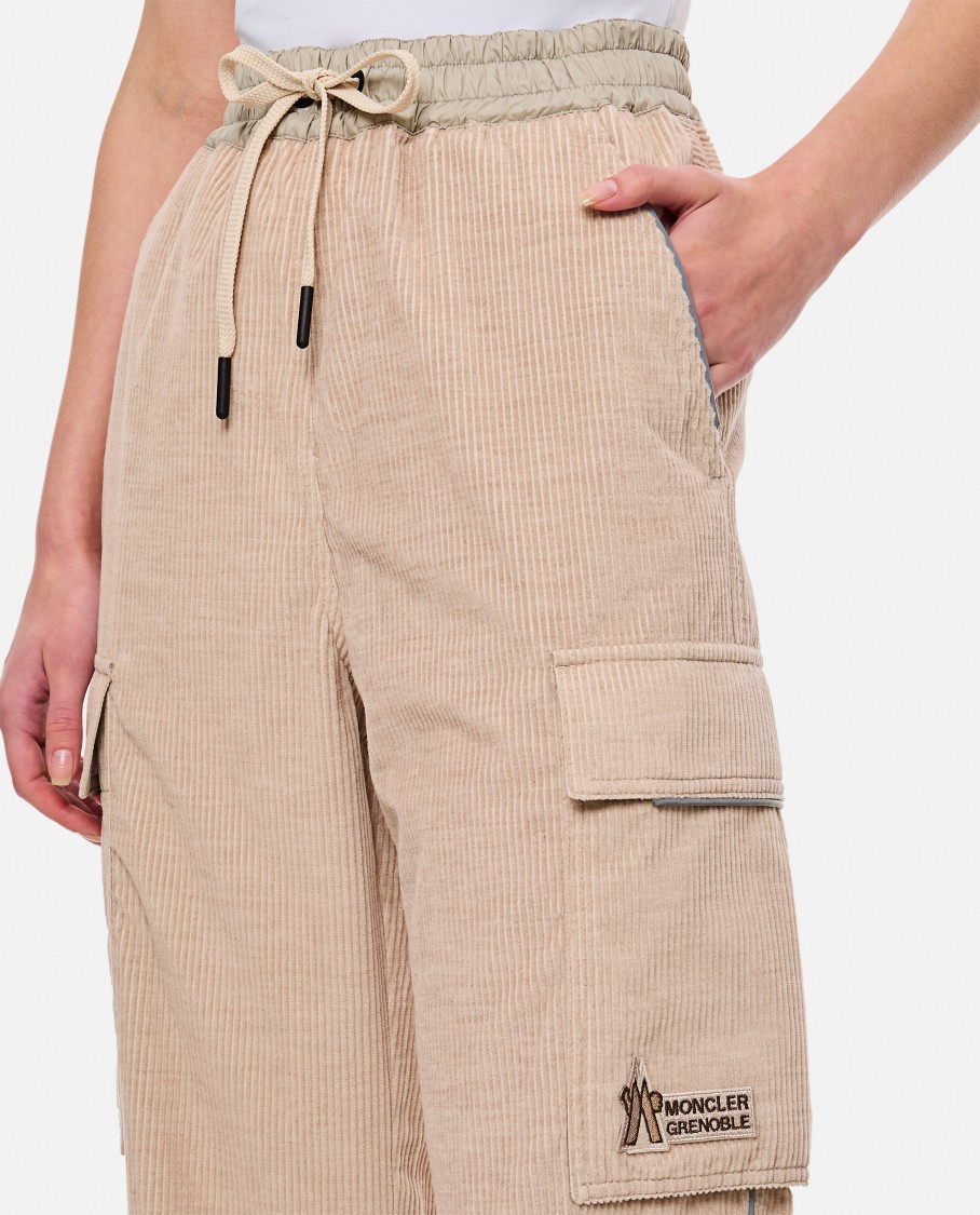 Shop Moncler Grenoble Cargo Pants With Elastic Waistband In Neutrals