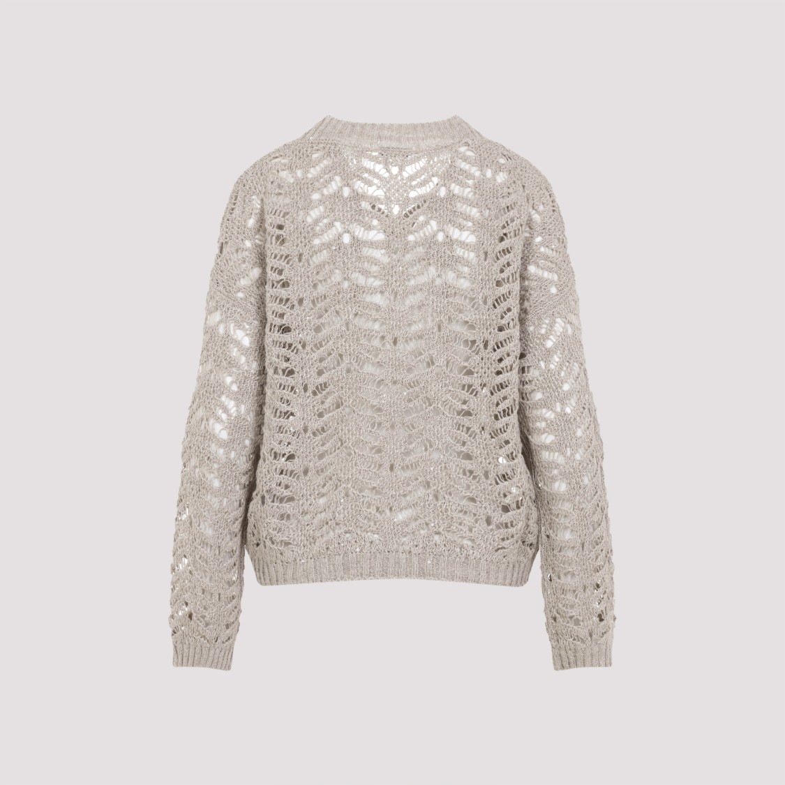 Brunello Cucinelli Light Beige Foliage Lace Sweater In Neutrals