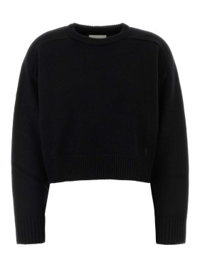 Loulou Studio Black Cotton Blend Idai Palazzo Pant | THE LIST