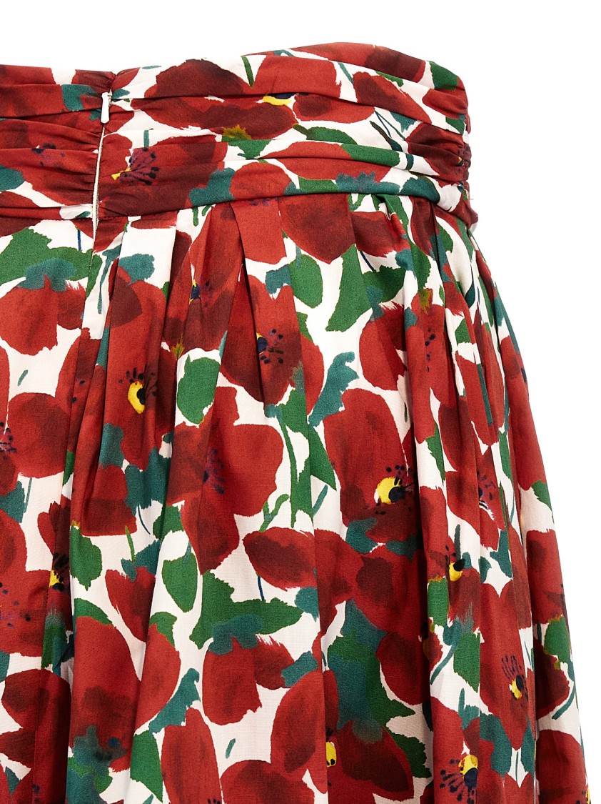 Carolina Herrera Balloon Silhouette High Waist Midi Skirt In Red